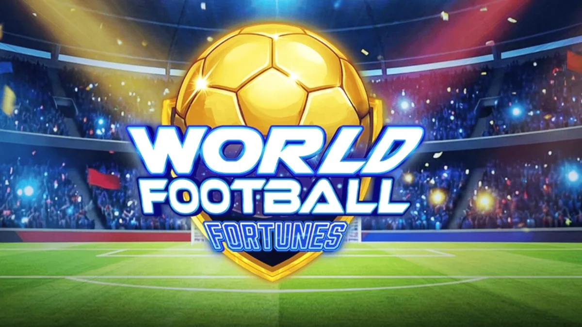 World Football Fortunes slot machine interface in a stadium setting